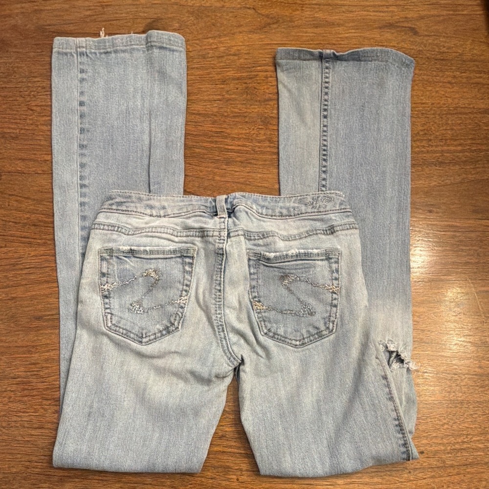 Silver Alex Bootcut Distressed Women Jeans 26x33 Low Rise Y2K Boho Western Flare